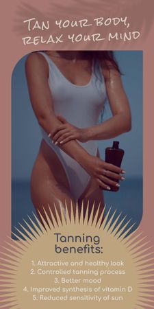 Girl with Tanning Cream on Beach Graphicデザインテンプレート