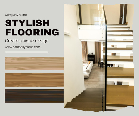 Services of Stylish Flooring with Samples Facebook Design Template