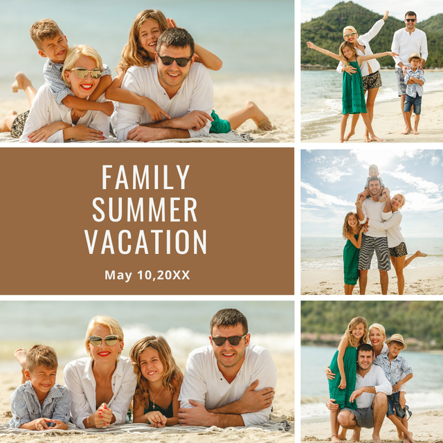 Happy Family on Summer Vacation Instagram Design Template