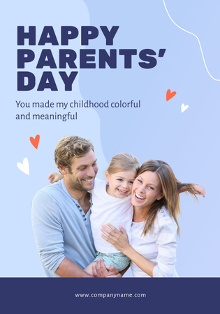 Cute Family celebrating Parents' Day Holiday Poster 28x40in Tasarım Şablonu