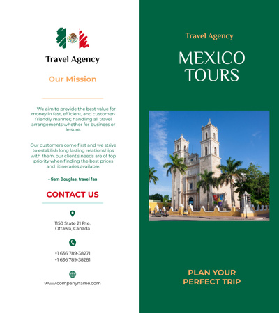 Oferta de turismo de viagem fascinante para o México Brochure 9x8in Bi-fold Modelo de Design