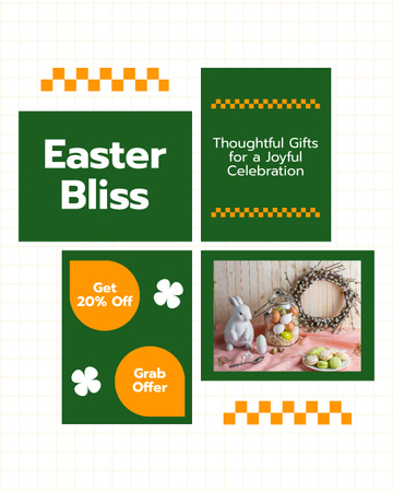 Easter Discount Offer with Cute Holiday Decorations Instagram Post Vertical Design Template