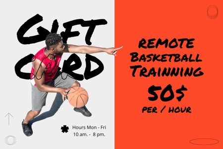Basketball Training School Ad Gift Certificate Design Template