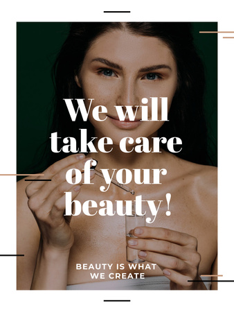 Beauty Services Ad with Fashionable Woman Poster 36x48in tervezősablon
