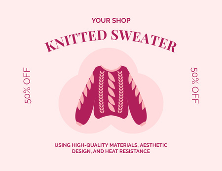 Platilla de diseño Handmade Knitted Items Shop Thank You Card 5.5x4in Horizontal