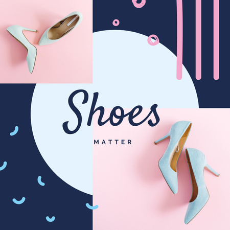 青の女性のファッショナブルな靴 Instagram ADデザインテンプレート