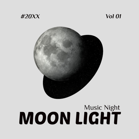 Illustration with Beautiful Moon Album Cover Design Template