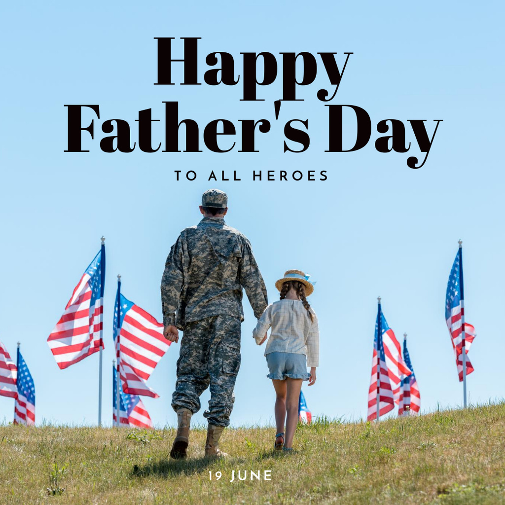 Military Father and Daughter Walking Instagram Design Template