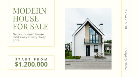 Platilla de diseño Modern House for Sale Title 1680x945px