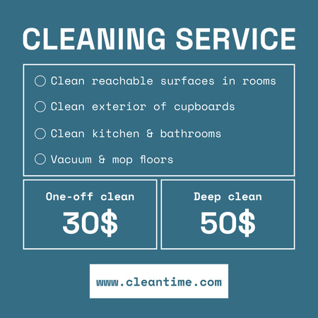 custo dos serviços de limpeza Instagram Modelo de Design