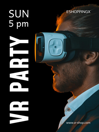 Virtual Party Announcement Poster US Design Template