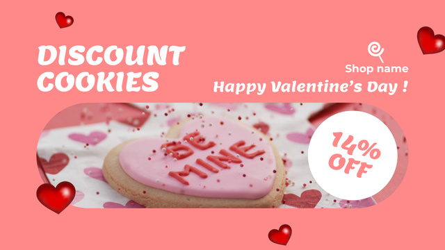 Designvorlage Heart-Shaped Cookies for Valentine`s Day Discount für Full HD video
