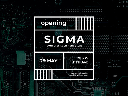 Opening for computer equipment store Poster 18x24in Horizontal Šablona návrhu