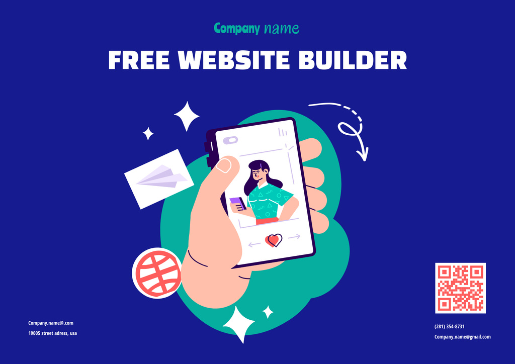 Free Online Website Builder Offer Poster B2 Horizontal Πρότυπο σχεδίασης