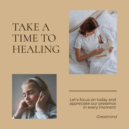 Positive Quotes about Healing Instagram Design Template