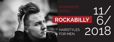 Workshop series with Attractive Man Facebook cover Design Template