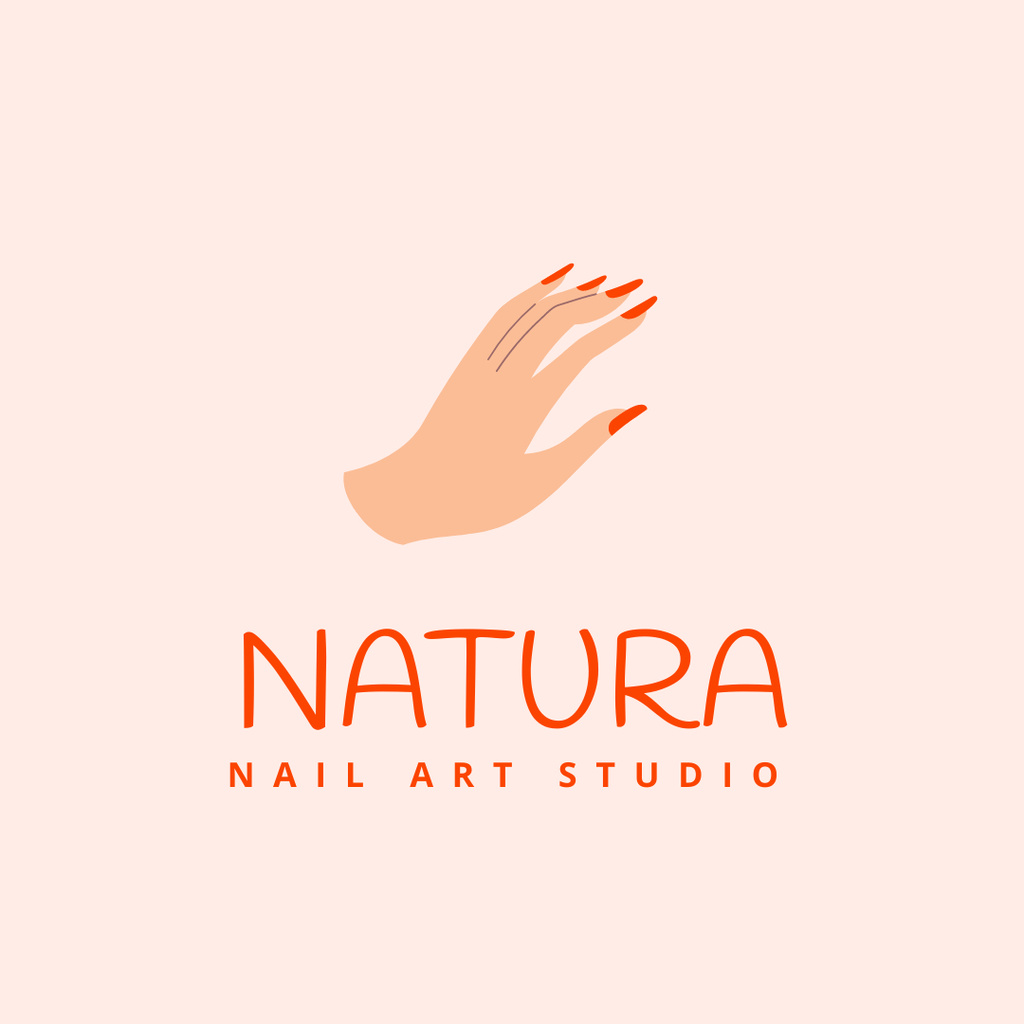 Innovative Offer of Nail Salon Services In Orange Logo 1080x1080px Design Template