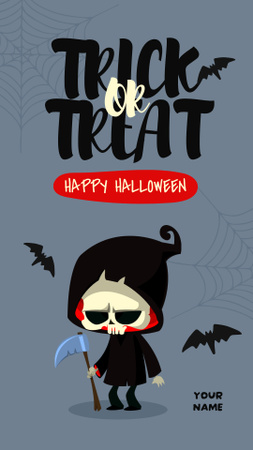 Halloween köszöntés kísérteties illusztrációval Instagram Story tervezősablon