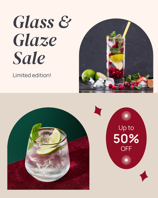Plantilla de diseño de Modern Glassware From limited Stock At Half Price Instagram Post Vertical 