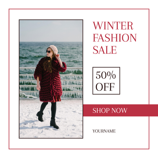 Plantilla de diseño de Women Winter Fashion Sale Offer Instagram AD 