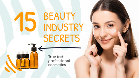 Beauty Blog Ad Woman Applying Cream Youtube Thumbnail Design Template
