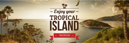 Plantilla de diseño de vacaciones en isla tropical ad Email header 