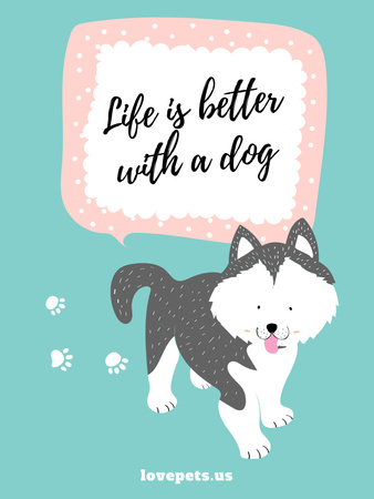 Modèle de visuel Adoption d'animaux avec l'illustration d'un chien mignon - Poster US
