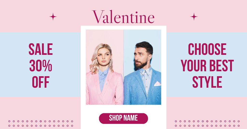 Stylish Sale for Couples on Valentine's Day Facebook AD tervezősablon