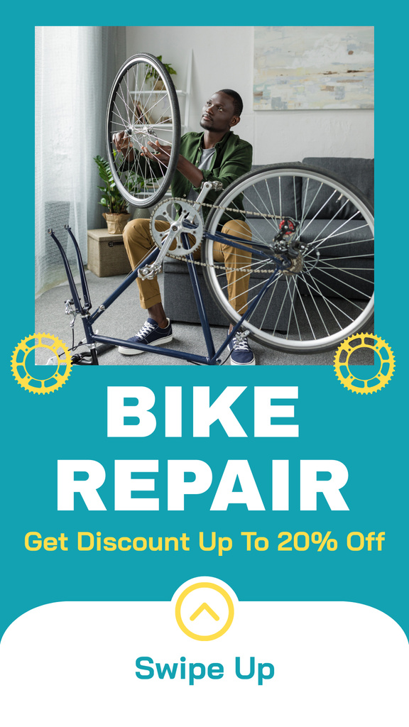 Designvorlage Discount on All Services of Bicycles Maintenance für Instagram Story