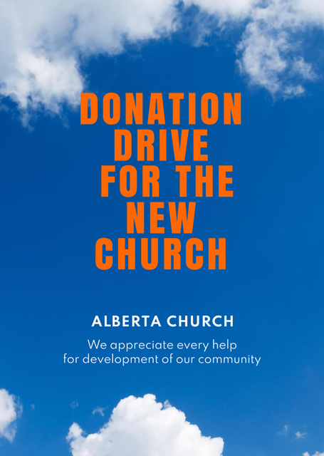Announcement about Donation for New Church Flyer A6 Šablona návrhu