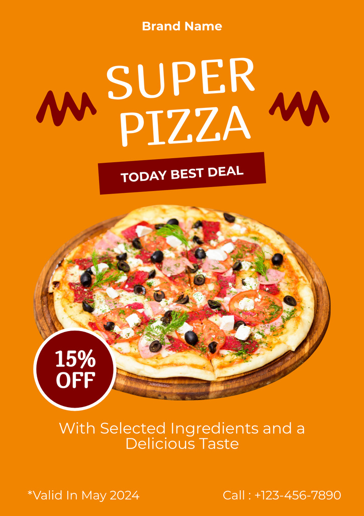 Super Pizza Discount Offer Poster tervezősablon