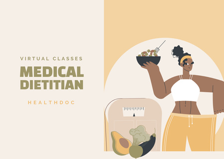 Modèle de visuel Annonce des cours de nutrition et de diététique - Flyer A6 Horizontal