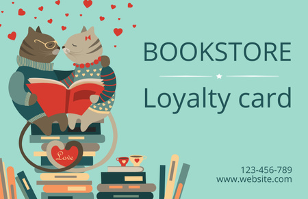 Loyalty Card Offer in Bookstore Business Card 85x55mm Tasarım Şablonu