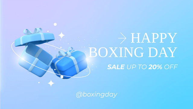 Sale for Happy Boxing Day in blue FB event cover – шаблон для дизайна