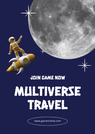 Game Ad with Astronaut in Space Flyer A4 Design Template