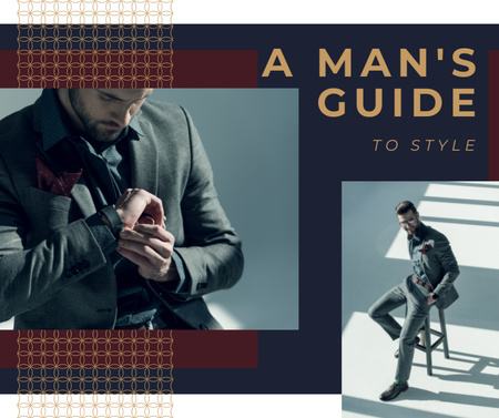 Handsome Man wearing Elegant Suit Facebook Design Template