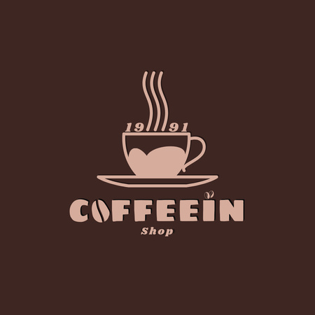 Cup with Hot Coffee on Brown Logo Design Template