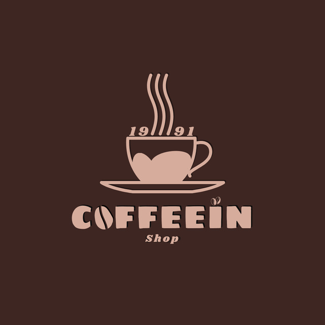 Cup with Hot Coffee on Brown Logo Tasarım Şablonu
