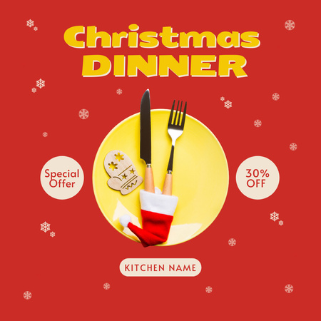 Christmas Dinner Service Offer Red Instagram AD tervezősablon