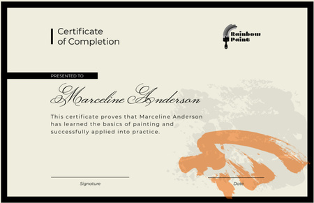 Award of Achievement with Stroke of Paint Certificate 5.5x8.5in Design Template