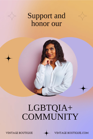Parlak LGBTQ Topluluk Desteği Pinterest Tasarım Şablonu