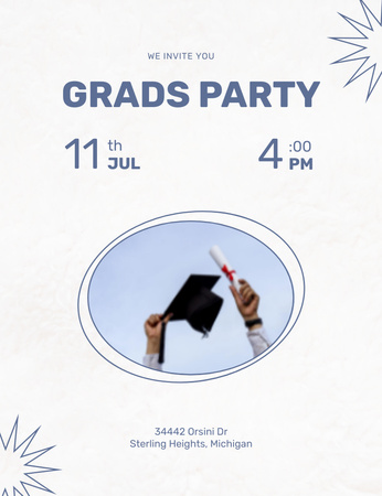 Graduation Party Announcement Invitation 13.9x10.7cm Design Template