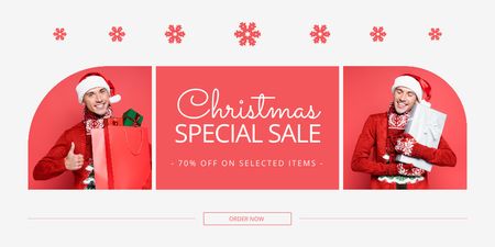Designvorlage Special Christmas Sale Red Collage für Twitter
