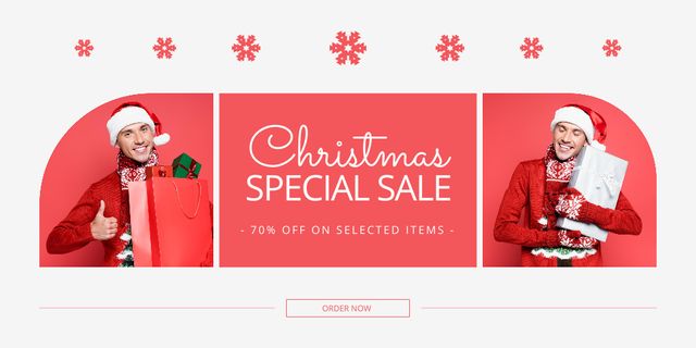Special Christmas Sale Red Collage Twitter Modelo de Design