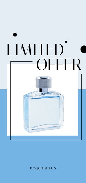 Designvorlage Perfume Offer with Glass Bottle in Blue für Flyer DIN Large
