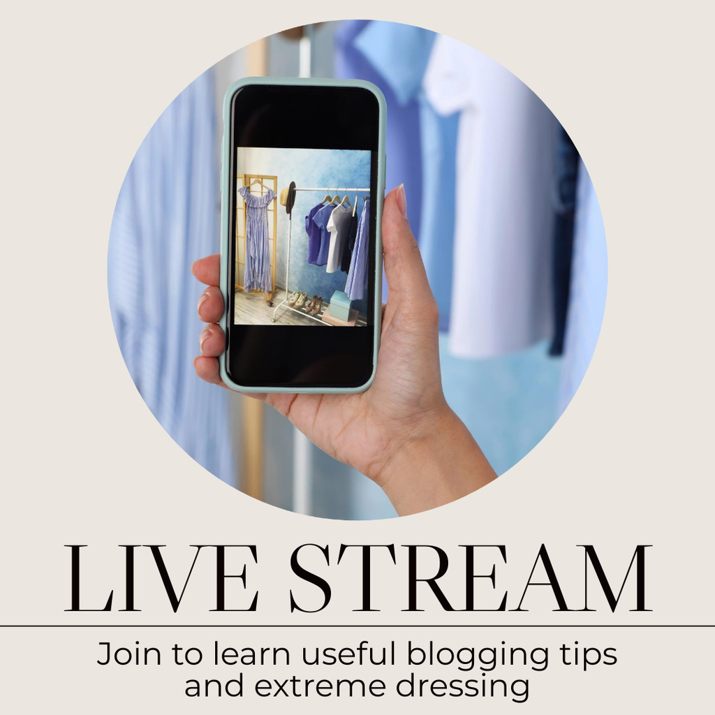 Announcement of Live Stream about Fashion Instagram – шаблон для дизайну