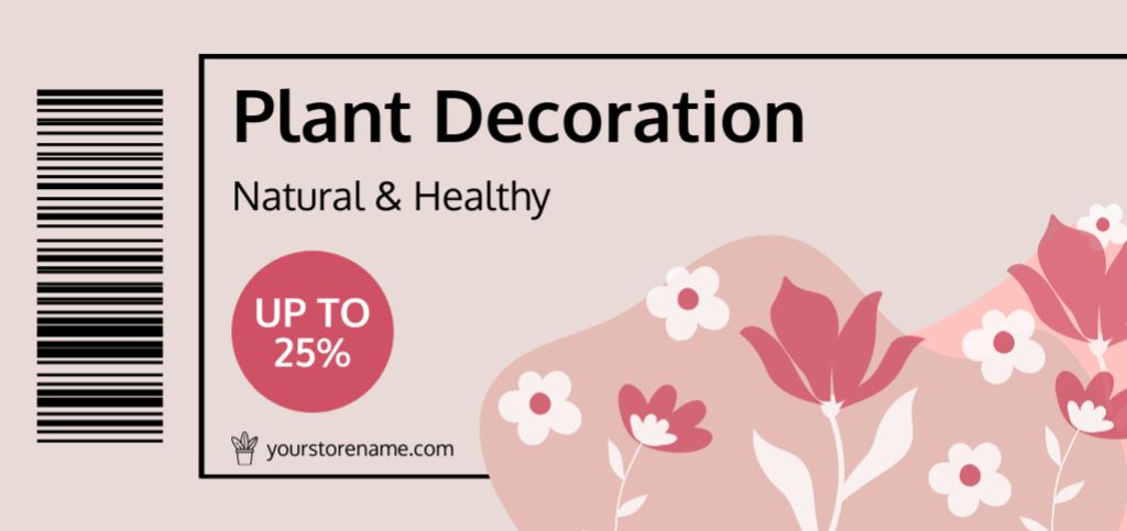 Ontwerpsjabloon van Coupon Din Large van Plants Retail for Decoration in Pink