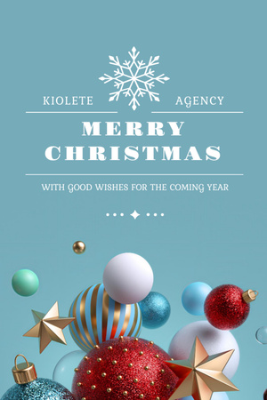 Modèle de visuel Salutations et souhaits de Noël avec des décorations colorées - Postcard 4x6in Vertical