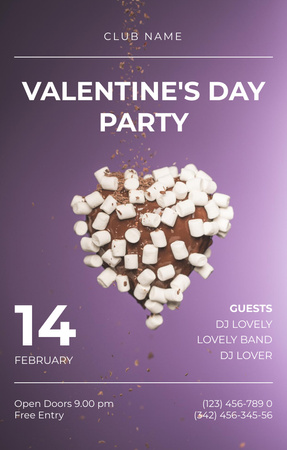 Объявление о вечеринке в честь Дня святого Валентина с шоколадным сердцем Invitation 4.6x7.2in – шаблон для дизайна