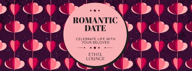 Romantic Date garland with Hearts for Valentine's Day Facebook Video cover Modelo de Design